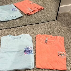 Coral and Light Blue Women's Short Sleeve Tees